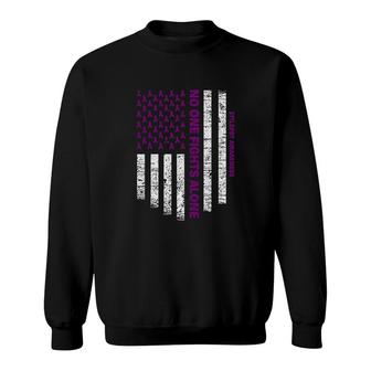 No One Fights Alone Usa Flag Purple Sweatshirt | Mazezy