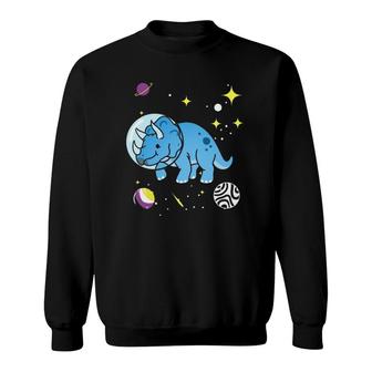Nonbinary Triceratops In Space Nonbinary Pride Sweatshirt | Mazezy