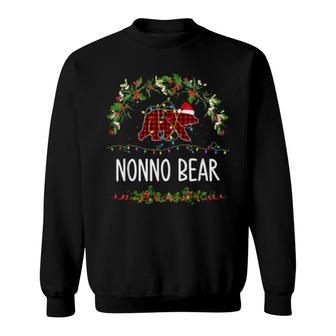 Nonno Bear Xmas Family Christmas Pajama Red Plaid Grandpa Sweatshirt | Mazezy