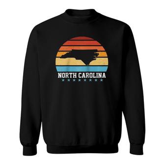 North Carolina Us State Funny Retro Vintage Sunset Nc Lover Raglan Baseball Tee Sweatshirt | Mazezy DE