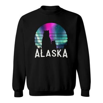 Northern Alaska Mama Bear Baby Polar Lights Viewing Lover Sweatshirt | Mazezy
