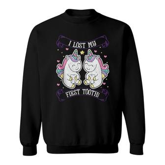 Novelty Cute I Lost My First Tooth Unicorn Tooth Fairy Sweatshirt | Mazezy