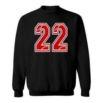 Number 22 Red Baseball Number 22Th Birthday Sweatshirt | Mazezy