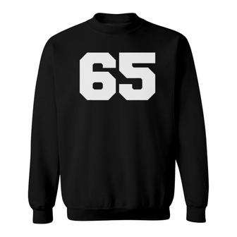 Number 65 Sports Jersey Player 65 Fan Front Print Varsity Sweatshirt | Mazezy
