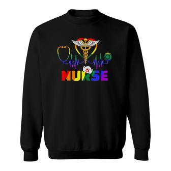 Nurse Lgbtq Gay Pride Rainbow Flag Registered Nursing Rn Sweatshirt | Mazezy