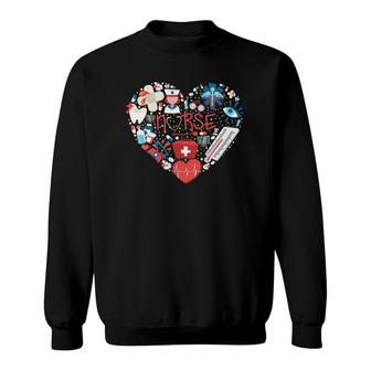 Nurse Love Nursing Student Rn Nurse Heart Cna Women Men Gift Sweatshirt | Mazezy UK