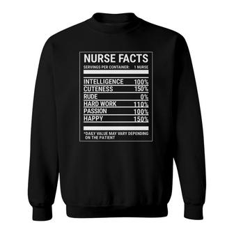 Nurse Nutritional Facts Funny Nursing Sweatshirt | Mazezy