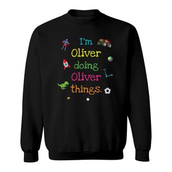 Oliver Cute Personalized Kid's Cartoon Gift Top For Boys Sweatshirt | Mazezy
