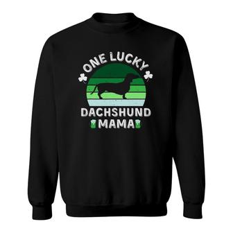 One Lucky Dachshund Mama Funny St Patrick's Day Women Sweatshirt | Mazezy