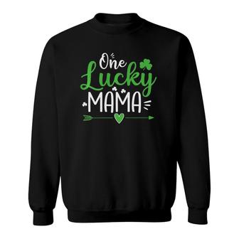 One Lucky Mama St Patrick's Day Funny Mom Gift Sweatshirt | Mazezy