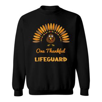 One Thankful Lifeguard Cute Thanksgiving Turkey Job Sweatshirt | Mazezy