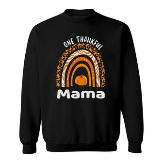 One Thankful Mom Thanksgiving Rainbow Fall Leopard Mama Sweatshirt | Mazezy