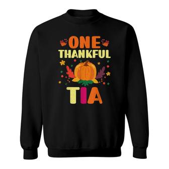 One Thankful Tia Turkey Matching Thanksgiving Sweatshirt | Mazezy