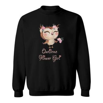 Owlsome Flower Girl Cool Awesome Cute Women Girls Kids Gifts Raglan Baseball Tee Sweatshirt | Mazezy