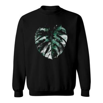 Palm Leaf Monstera Variegata Swiss Cheese Plant Watercolor Tank Top Sweatshirt | Mazezy