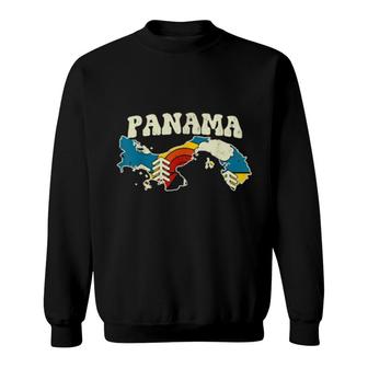 Panama Vintage Panamanian Country Rainbow Retro 70S Map Sweatshirt | Mazezy