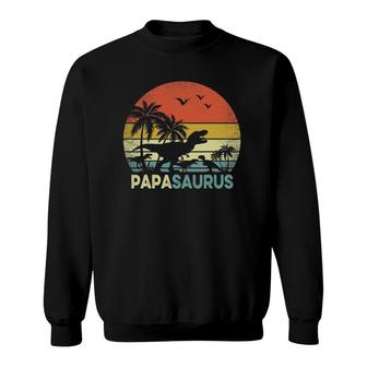 Papa Dinosaur Papasaurus 3 Three Kids Father's Day Sweatshirt | Mazezy