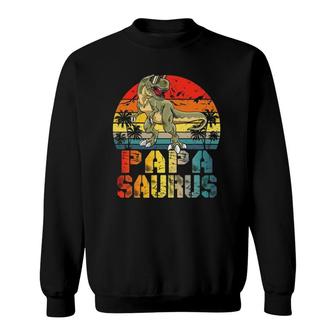 Papasaurus T Rex Dinosaur Funny Papa Saurus Family Matching Sweatshirt | Mazezy