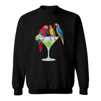 Parrots Drinking Margarita Tropical Vacation Hawaiian Birds Sweatshirt | Mazezy