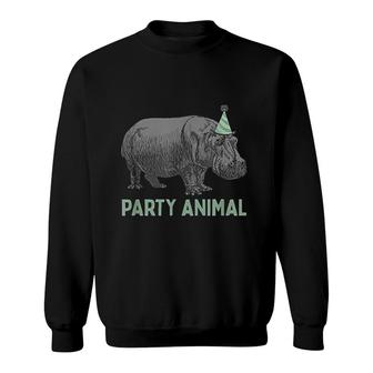 Party Animal Hippo Birthday Hippo Birthday Sweatshirt - Seseable