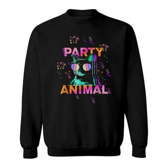 Party Cat, Party Animal Colorful Costume Sweatshirt | Mazezy