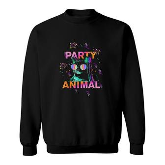 Party Cat Party Animal Colorful Graphic Sweatshirt - Thegiftio UK