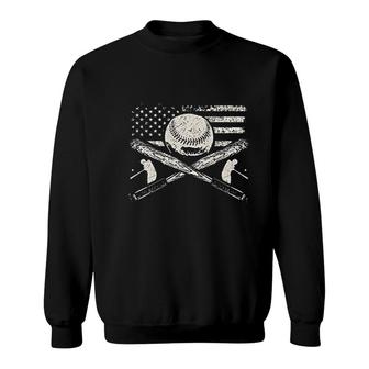 Patriotic American Flag Baseball Design Sweatshirt | Mazezy