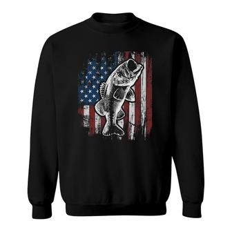 Patriotic American Flag Bass Fishing Father's Day Gift Men Sweatshirt | Mazezy