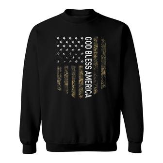 Patriotic American Flag Camo God Bless America Usa Patriot Sweatshirt | Mazezy