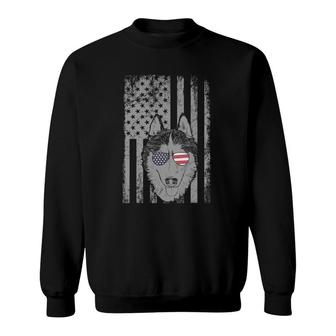 Patriotic American Flag Husky Men Lover Gift Sweatshirt | Mazezy