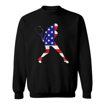 Patriotic American Us Flag Fourth July Tennis American Sweatshirt | Mazezy