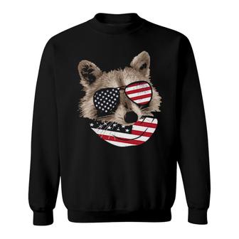 Patriotic Usa Flag Raccoon 4Th Of July Trash Panda Sweatshirt | Mazezy