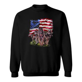 Patriotic Usa Wolves Pack North America Wolf Sweatshirt | Mazezy
