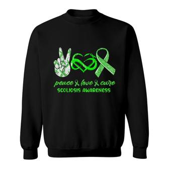 Peace Love Cure Scoliosis Awareness Sweatshirt | Mazezy