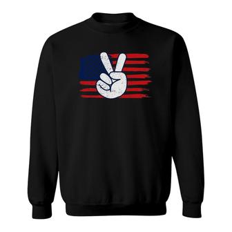 Peace Sign American Flag Baby Girl Boy Independence Day Sweatshirt | Mazezy