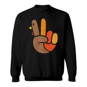 Peace Sign Turkey Hand Cool Thanksgiving Hippie Men Women Gift Tee S Sweatshirt | Mazezy