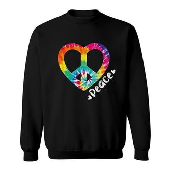 Peace Tie Dye Vintage Heart Hippie Retro Groovy Gift Sweatshirt - Thegiftio UK