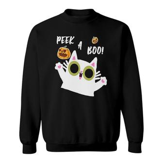 Peek A Boo Cat Funny Cute Halloween Baby Kids Video Song Sweatshirt | Mazezy