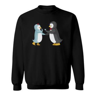 Penguin Couples Gift Wedding Anniversary Engagement Party Sweatshirt | Mazezy