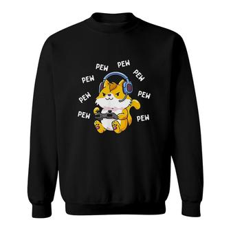 Pew Pew Gamer Cat Video Game Cats Gaming Kitty Lover Gift  Sweatshirt