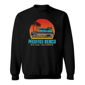 Pfeiffer Beach, Big Sur California Retro Woody Beach Sweatshirt | Mazezy
