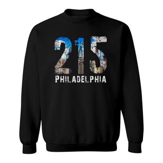 Philadelphia 215 Philly 215 Skyline Area Code Sweatshirt | Mazezy