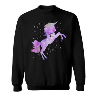 Pi Day Space Unicorn Math Symbol Pi 314 Unicorns Girl Sweatshirt | Mazezy