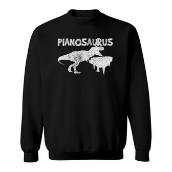 Piano Music Teacher Student School Pianosaurus Vintage Sweatshirt | Mazezy