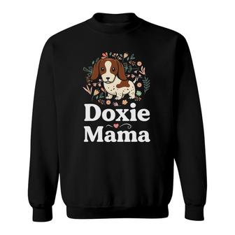 Piebald Dachshund Mom Doxie Mama Floral Dog Lover Sweatshirt | Mazezy