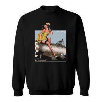 Pin Up Girl Wings P47 Vintage Poster 40S Ww2 Ver2 Sweatshirt | Mazezy