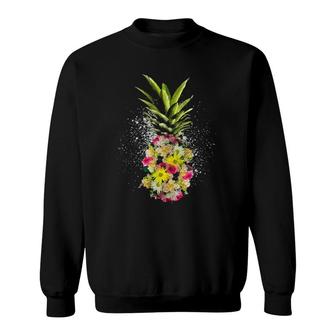 Pineapple Hawaiian Hibiscus Flowers Floral Summer Gift Sweatshirt | Mazezy