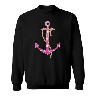 Pink Anchor White Polka Dots Tee Sweatshirt | Mazezy