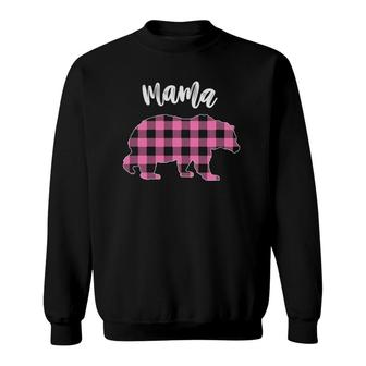 Pink Plaid Mama Bear Matching Buffalo Family Pajama Sweatshirt | Mazezy