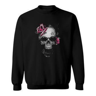 Pink Rose Skull Sweatshirt | Mazezy